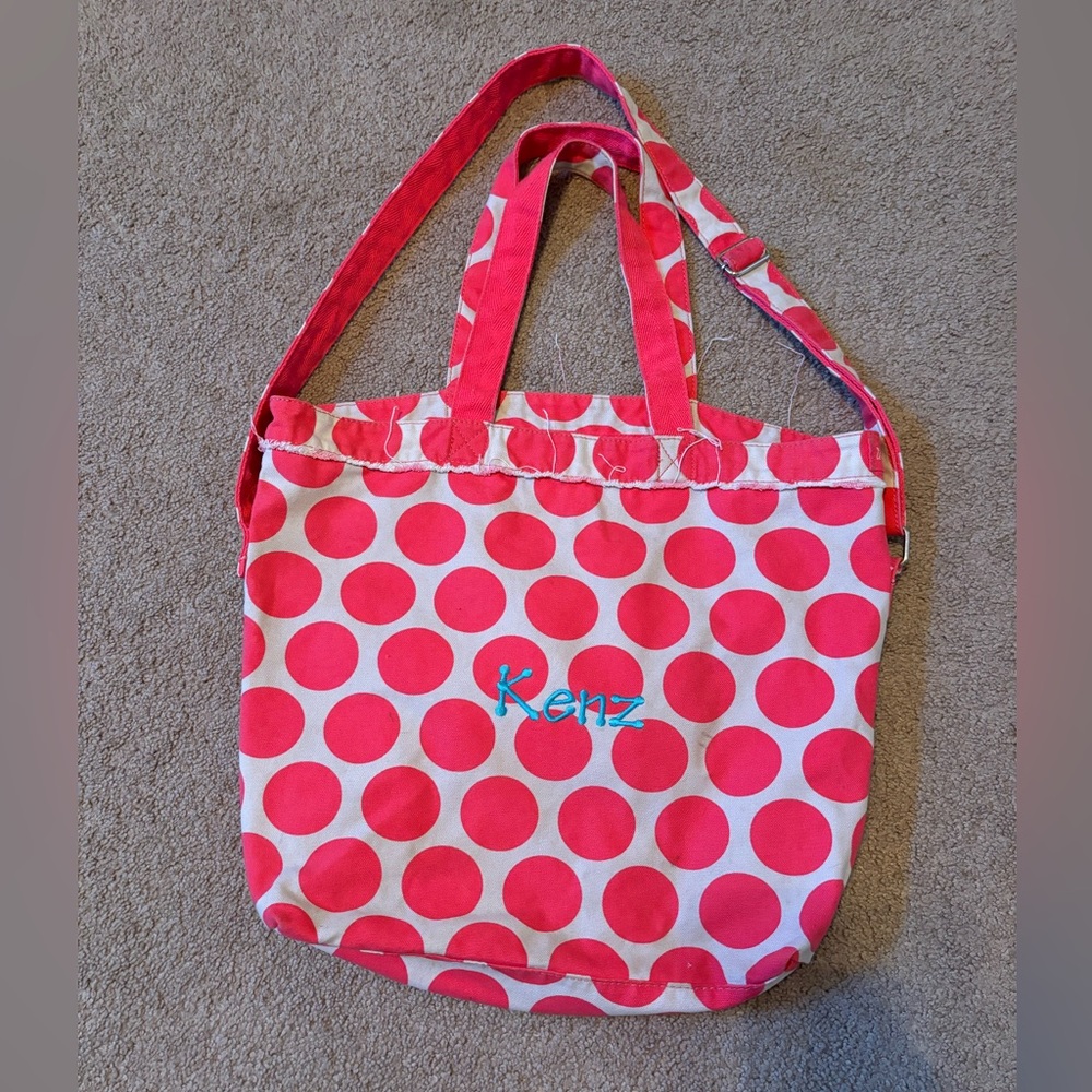 Pink Polka Dot Tote Bag (personalized)